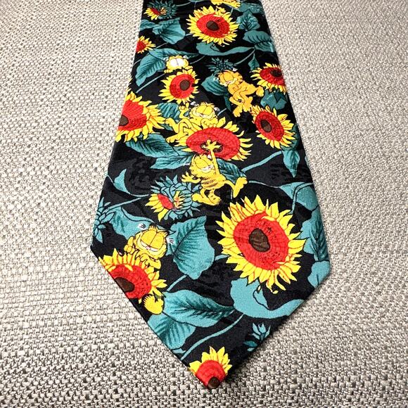Vintage Garfield Sunflowers Men's Neck Tie Paws Addiction - Picture 1 of 5